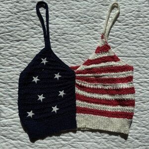 American Eagle Outfitters Red and White Knit Top